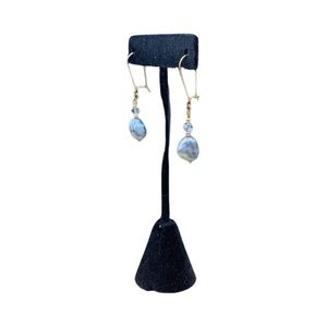 Tahitian coin pearl and Herkimer Diamond dangle earrings.   Price is FIRM